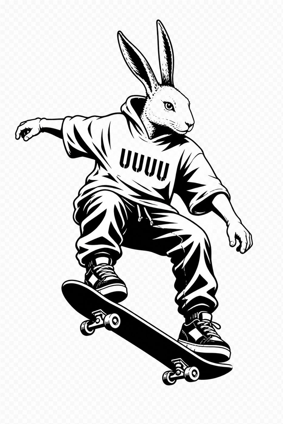 Dakhoas op een skateboard